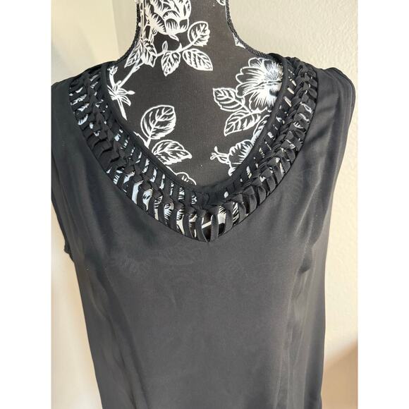 Anthropologie Maeve Sleeveless Blouse Top Black Cut Out Neck Size S - Picture 6 of 6